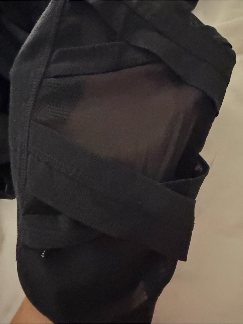Athleta Black Mesh Strappy Cropped Leggings Size L - Picture 5 of 9